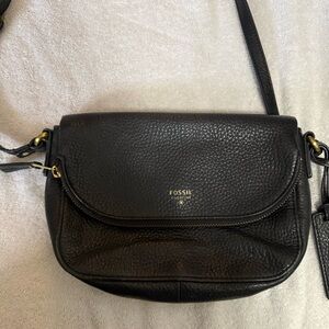 Fossil Black Leather Crossbody Purse